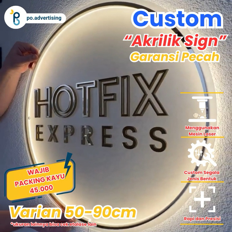 

Papan Nama Toko Akrilik LED Custom Logo Clinik Coffee Shop Butik || Papan Nama Termurah Premium