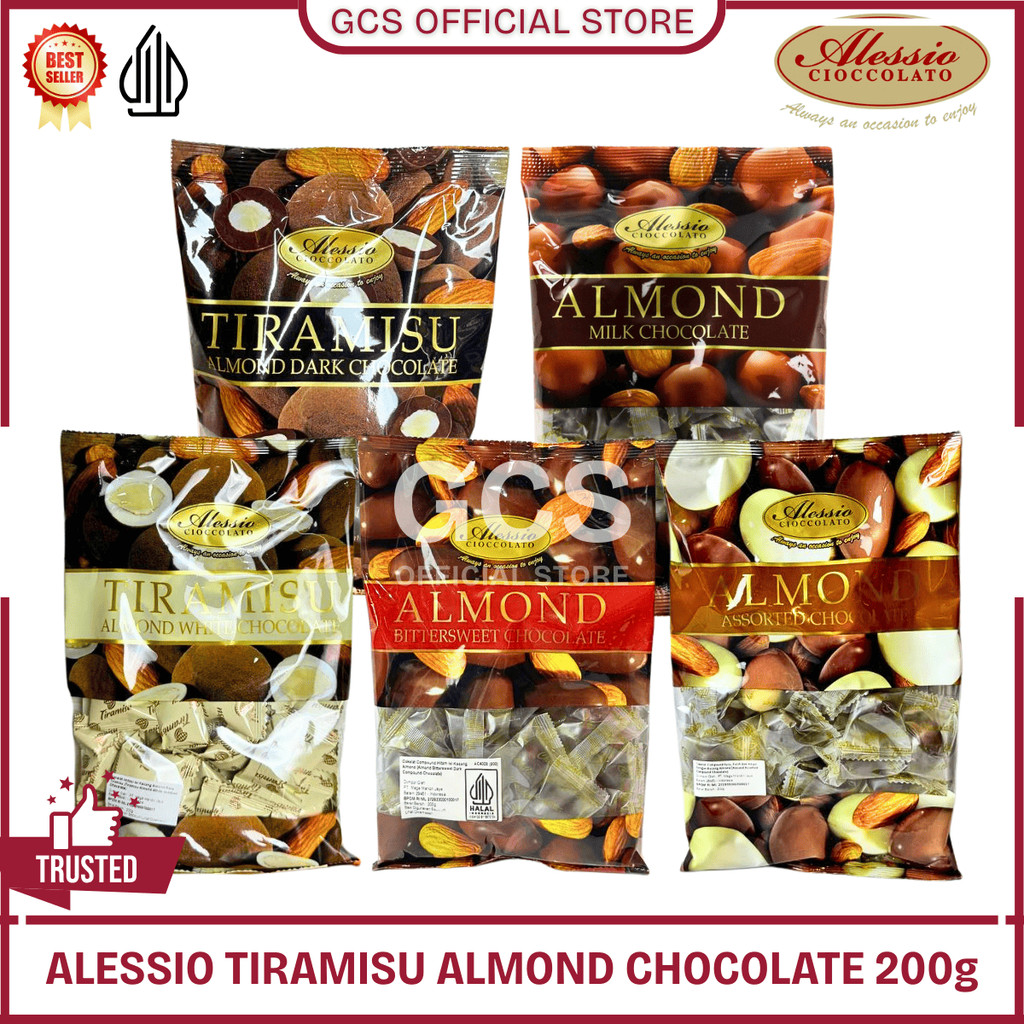 

Alessio Almond Chocolate Tiramisu Dark White Bittersweet Coklat Malaysia Singapore 200g