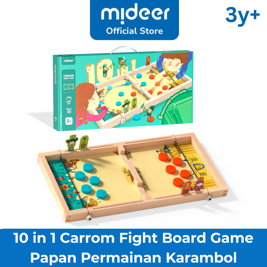 Mideer 10 in 1 Carrom Fight Mainan Karambol 10 Permainan Board Carron Game Games Anak 3+