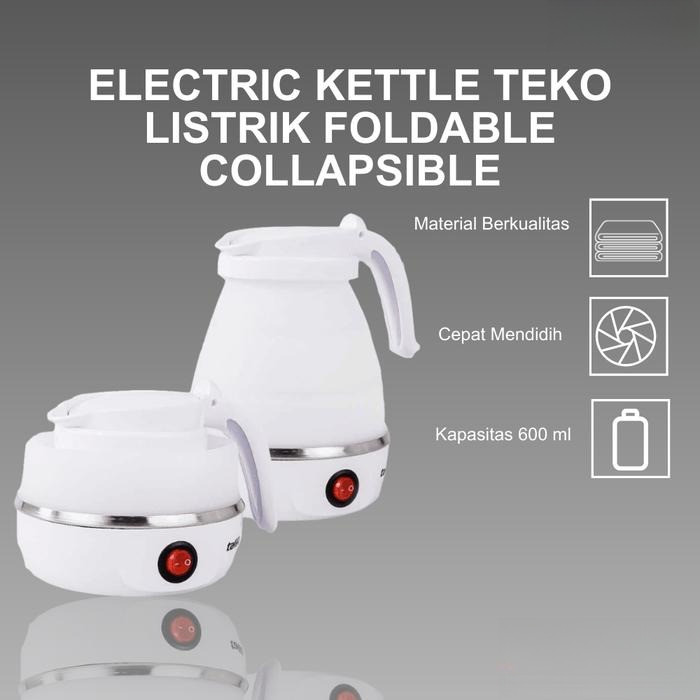 Teko Listrik Lipat Pemanas Air Portable Water Heater 600W 600ml Cepat Panas Hemat Ruang Travel Elect