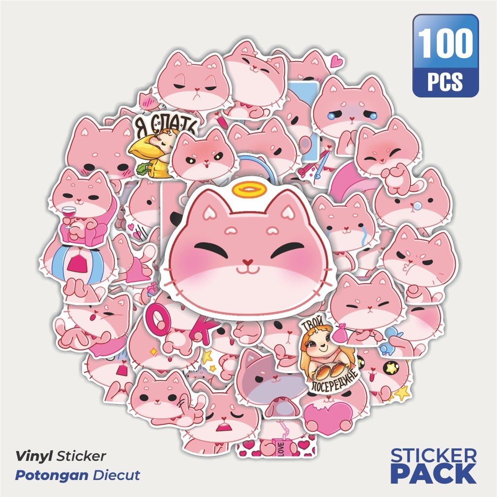 

Super Hemat! 100 PCS Stiker Animal Cute Kucing Me'o Waterproof Aesthetic- Untuk Laptop, Motor, dan Helm - Paper Stationery Pack