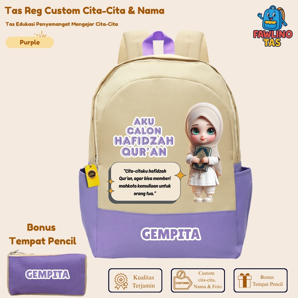 TAS RANSEL ANAK SEKOLAH CITA-CITA HAFIDZAH AL-QUR'AN / TAS BACKPACK ANAK SEKOLAH SERIES CITA-CITA GR