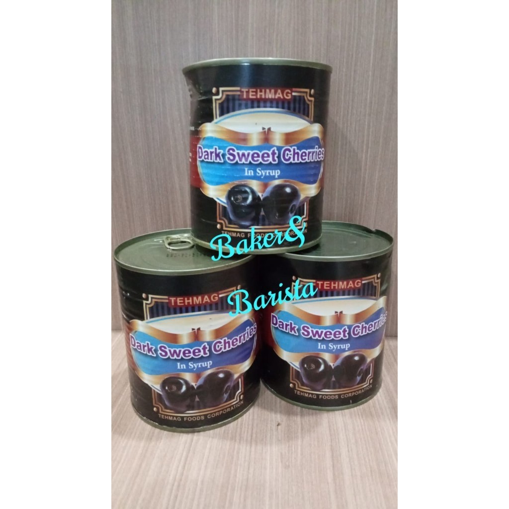 

Tehmag Dark Sweet Cherries in syrup 3kg / Buah Dark Cherry Hiasan kue