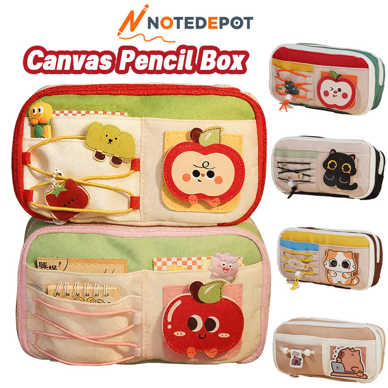 

Kotak Pensil Canvas Pencil Box Pen Pouch Organizer for Back To School Stationery Supplies