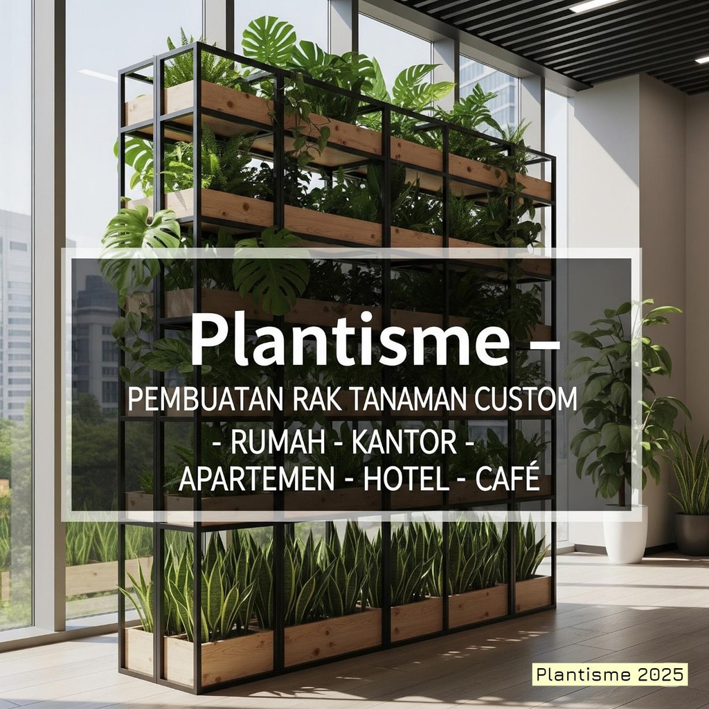 Pembuatan Rak Tanaman Custom – Plant Display Shelf Indoor Outdoor Metal Kayu Minimalis Fungsional Es
