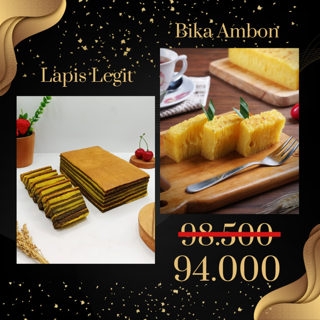Paket 2 Box Kue Tradisional Kue Lapis Legit Bika Ambon Khas Medan
