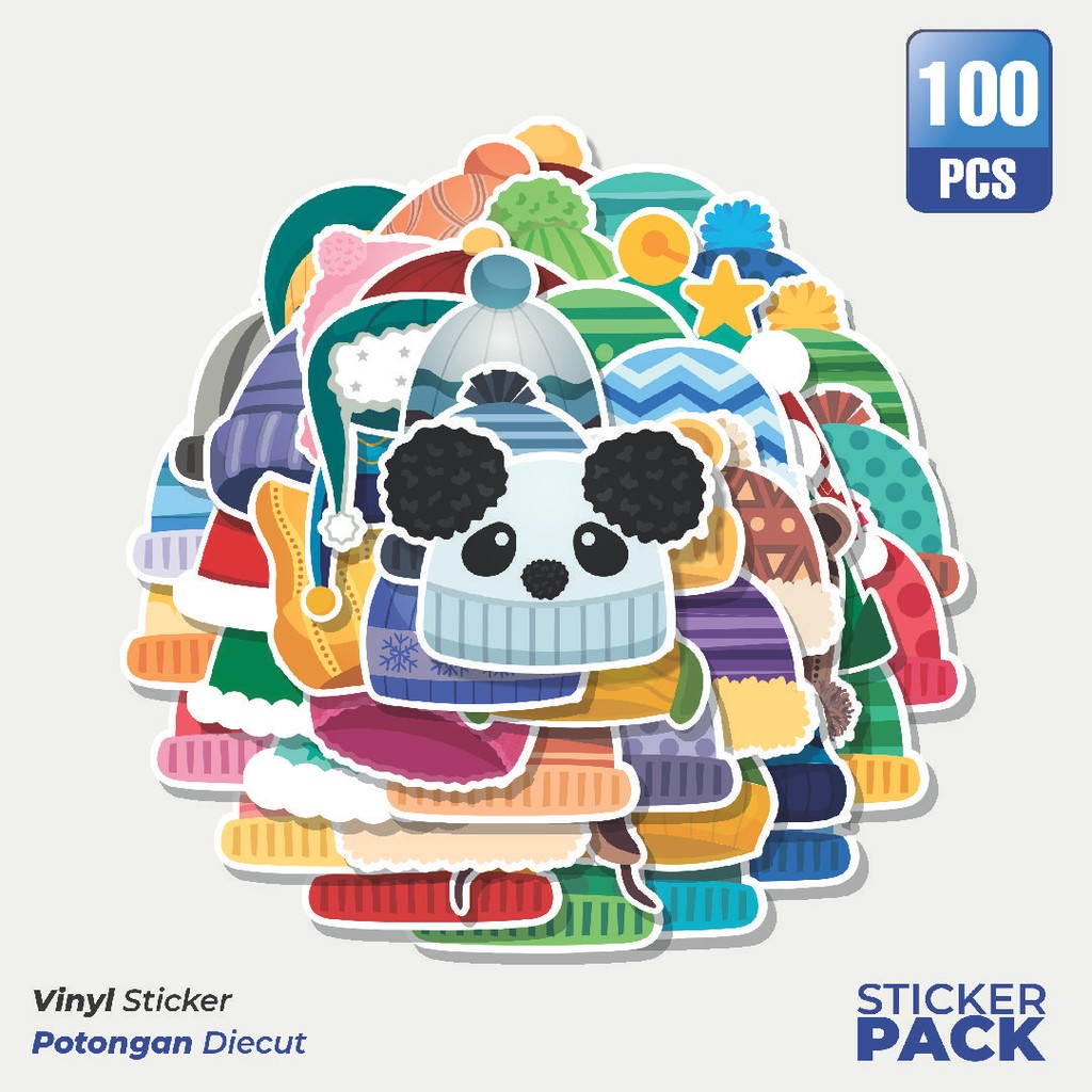 

MURAH 100 PCS Stiker Topi Musim Dingin Waterproof Aesthetic- Untuk Laptop, Motor, dan Helm - Paper Stationery Pack