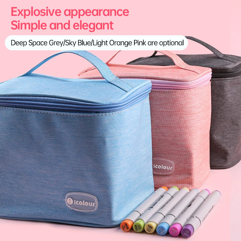 

Icolour Zipper Marker Pen Case Larger Capacity Art Markers Canvas Storage Bag 36/48/60/80/168/240pcs Portable Marker Pen Holder