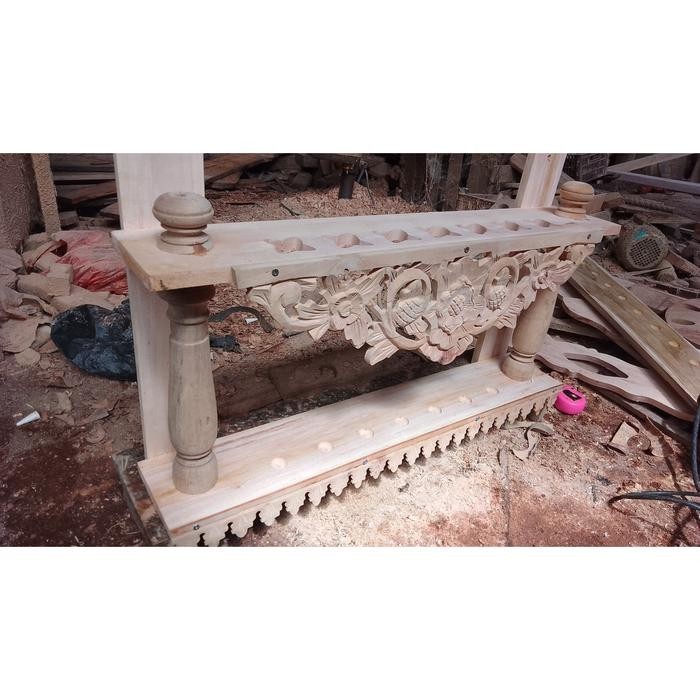 jagrak keris isi 7 ukir bunga garap alus termurah dari kayu jati mentah bk keris megantara gligir no