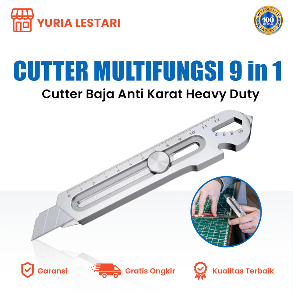 

Pisau Cutter Multifungsi 9 in 1 – Cutter Baja Anti Karat Heavy Duty