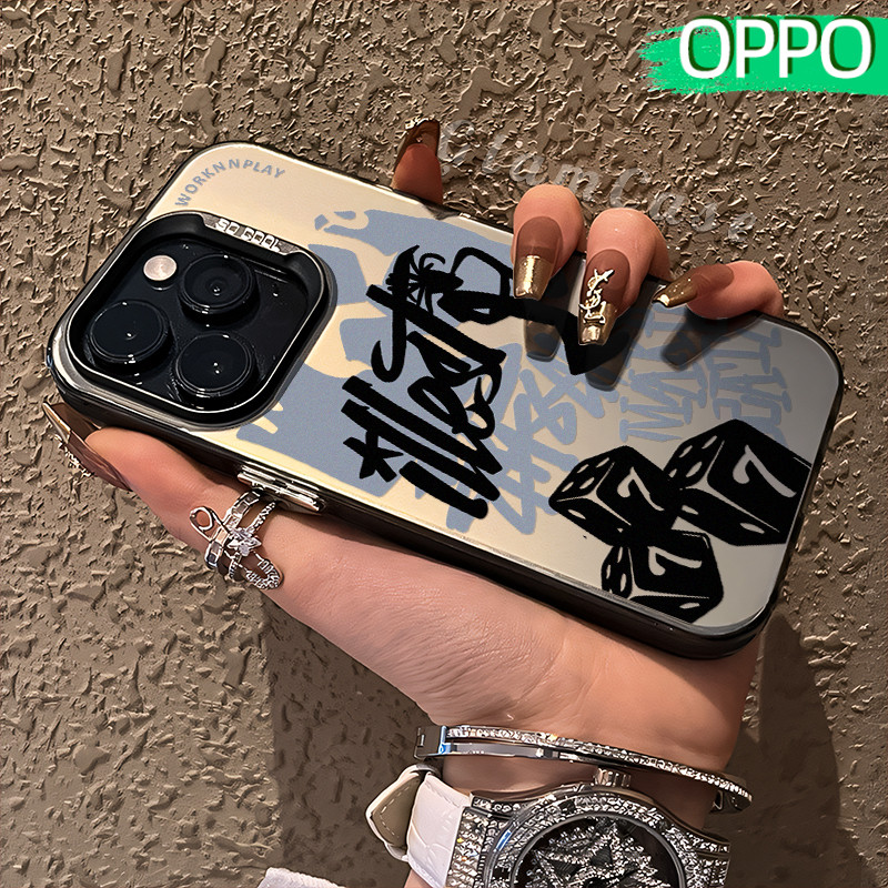 Keren Dice Glossy Hologram PC Case OPPO A18 A57 A16 A15 A17 A60 A3x A3s A5s A54 A53 A12 A31 A58 A1K 