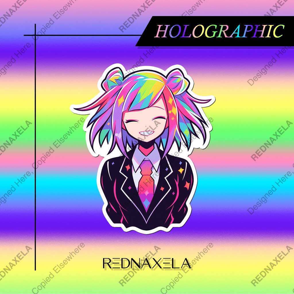

Stiker Vinyl Hologram School Anime Girl 4 Holographic Decorative Stickers