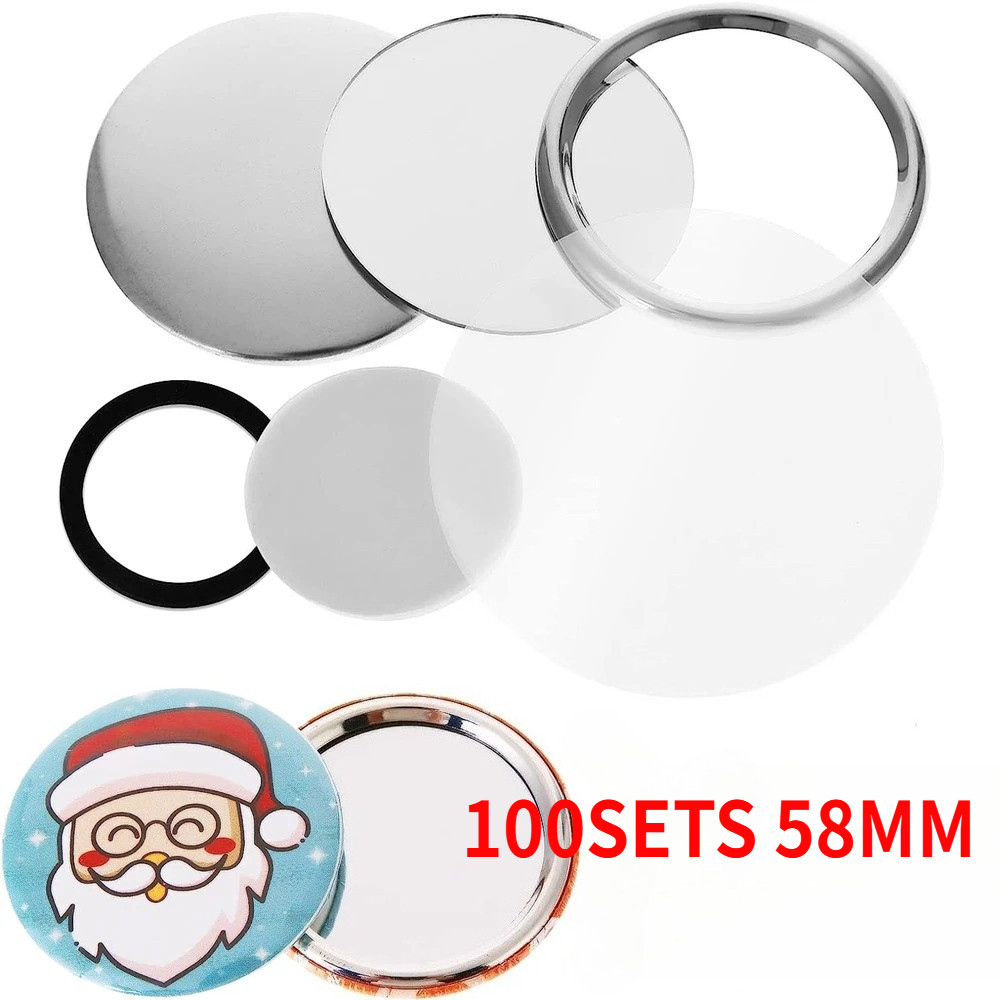 

100PCS 58MM Blank Mirror Badge Button Maker Part DIY Round Button Blank Supplies Pocket Mirror for Badge Press Making Machine