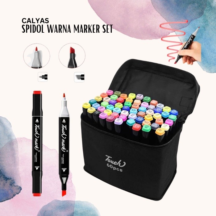 

Spidol Warna Permanen Dual Side Fine Art Brush Art Marker Set