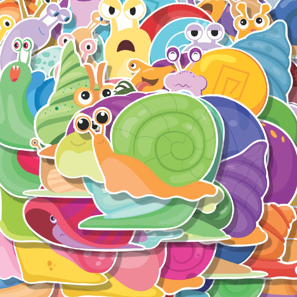 

100PCS Lucu Stiker Hewan Siput Stiker Aesthetic Stiker Anti Air Stikers Berperekat Waterproof sticker decal buat Motor Helm Buku Journal Koper Casing HP Laptop Botol Minum Hadiah anak