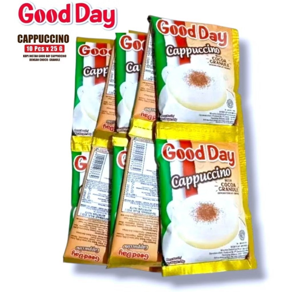 

GOOD DAY CAPPUCINO 10sachet x25 gr / 1 RENTENG ( Minuman kopi + susu + choco granule lezat)