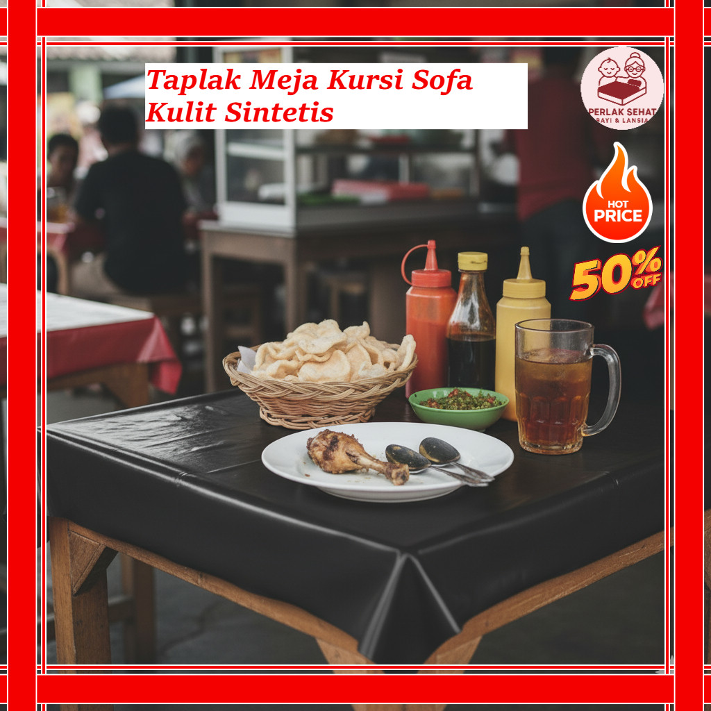 Taplak Meja Kursi Sofa Kain Kulit Sintetis Imitasi Polos Spon Kualitas Import Tebal Murah