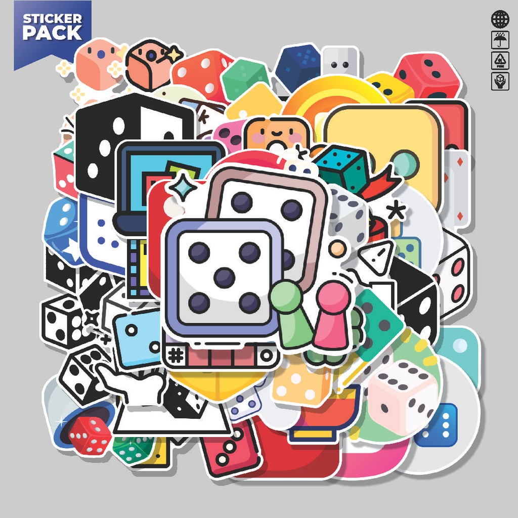 

[100PCS]Stiker Pack Stiker Permainan Dadu Mix Aesthetic Vinyl Anti Air Dekorasi Sticker Laptop Buku Journal Koper Helm Casing HP Gitar Helm Skateboard