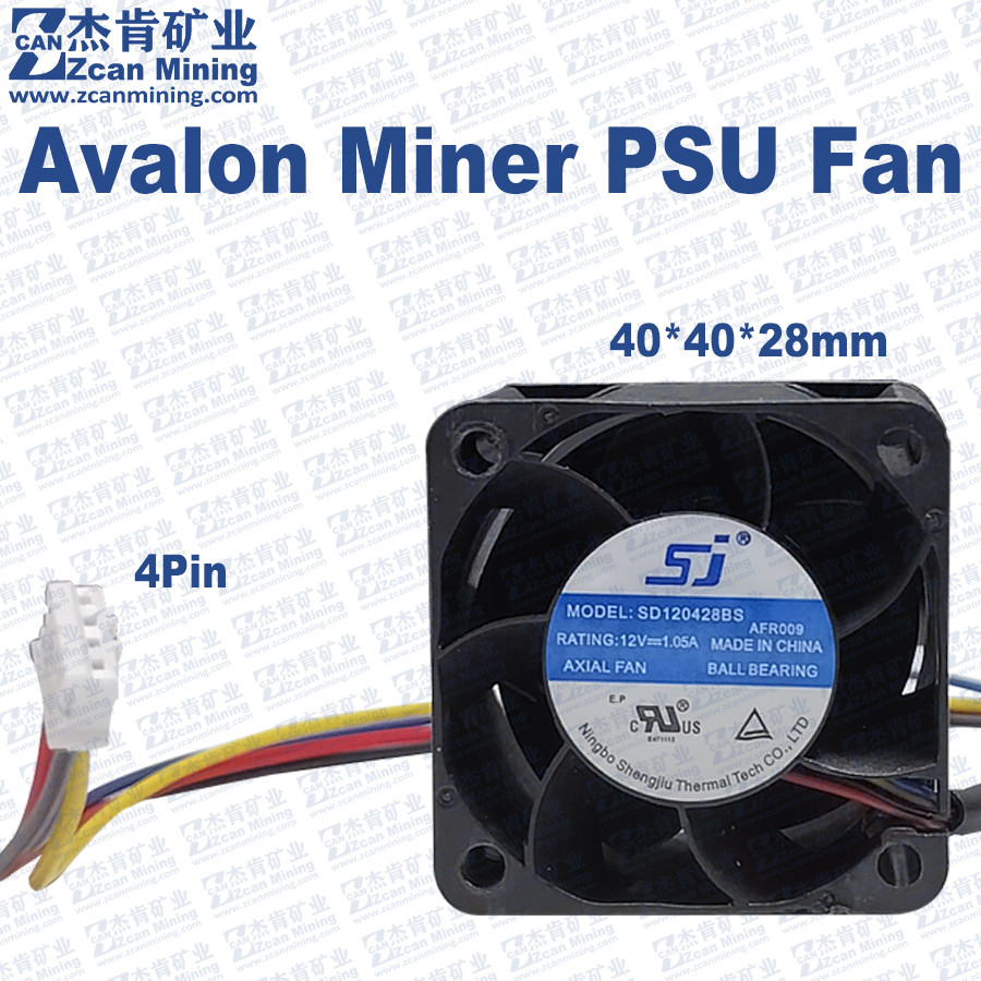 Avalon Miner PSU Cooling Fan 40x40x28mm 4Pin 12V 4028 Fan for Avalon Power Supply