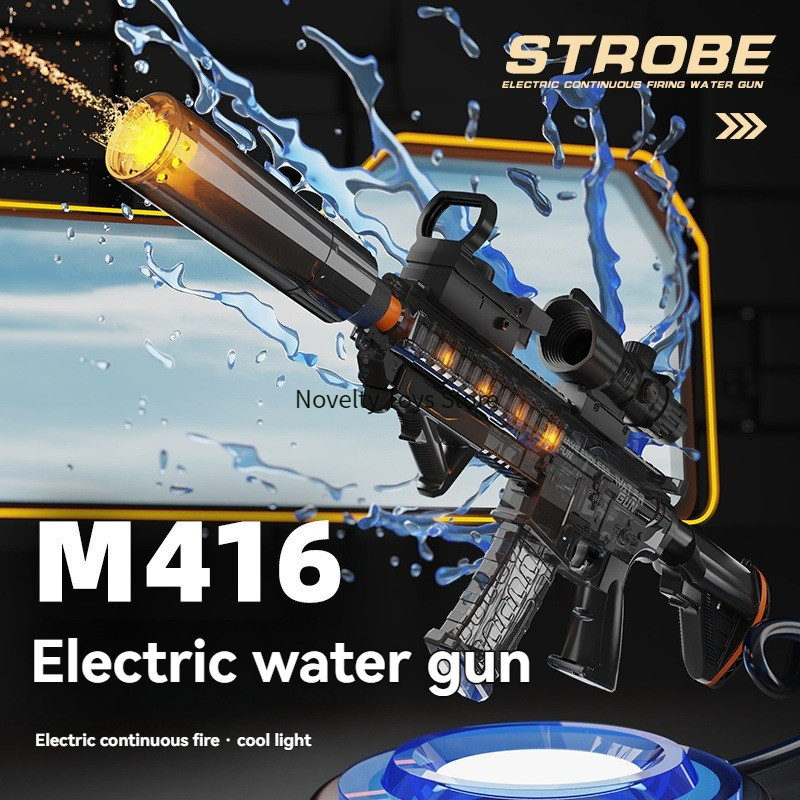M416 Electric Water Gun with Flash Silencer High Pressure Big Capacity Toy Gun Rifle Shooting Toy fo