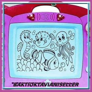 MAINAN PAPAN TULIS MULTIFUNGSI ADA MUSIK PINK- MAINAN KADO ANAK MURAH