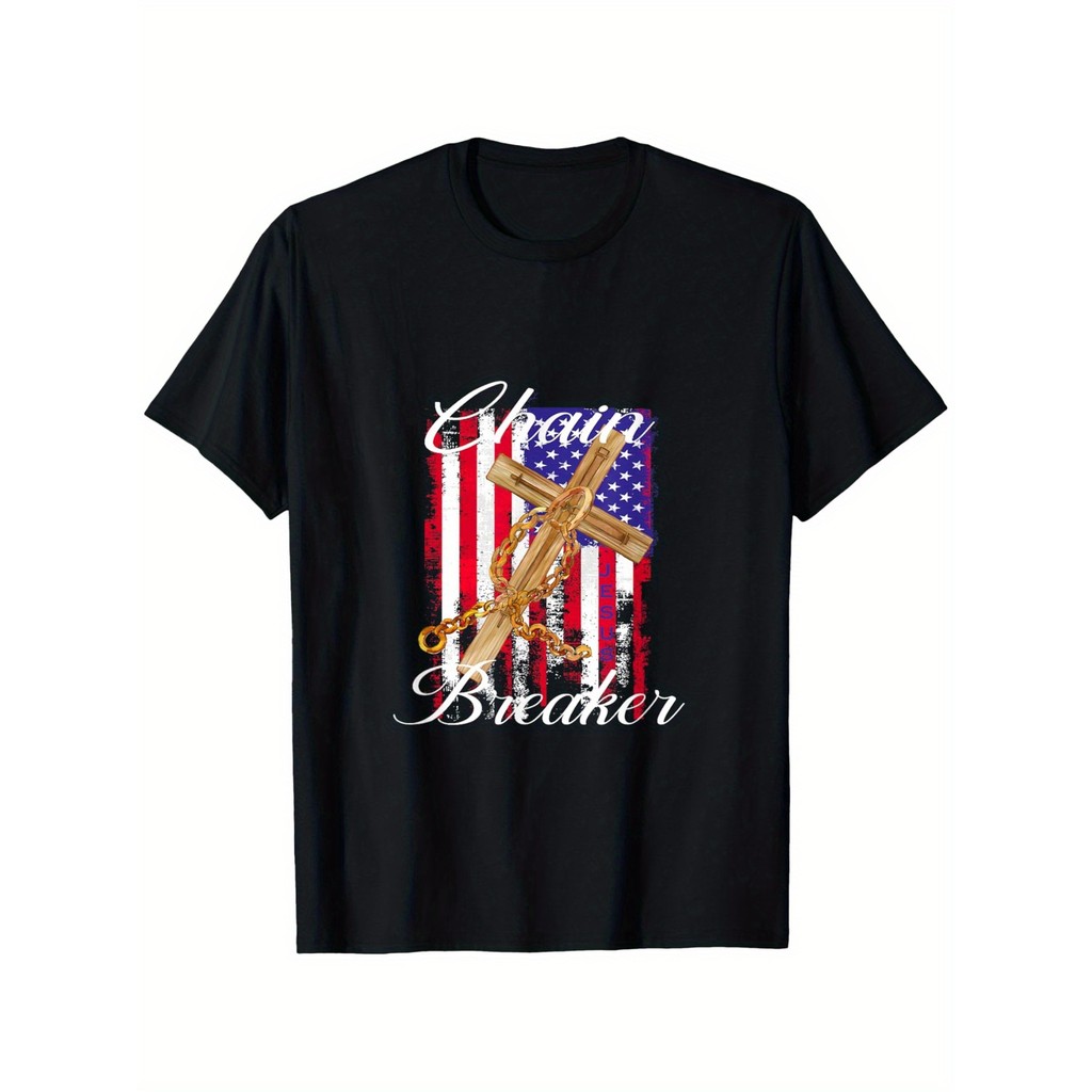 Kaos Salib Amerika Serikat Pria | Kaos Katun Kristen | Baju Distro Keren