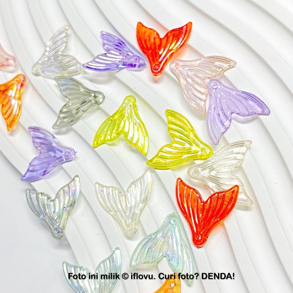 (asian mote) Gratis ongkir  Manik Mote Sirip Ikan Liontin Sirip Duyung Rainbow | Manik Kaca Aestheti