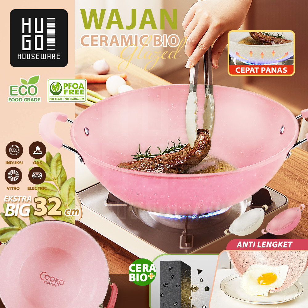 

HUGO Wajan Penggorengan Anti Lengket Wok Pan Serbaguna Wajan Kuali 32 cm Premium Quality