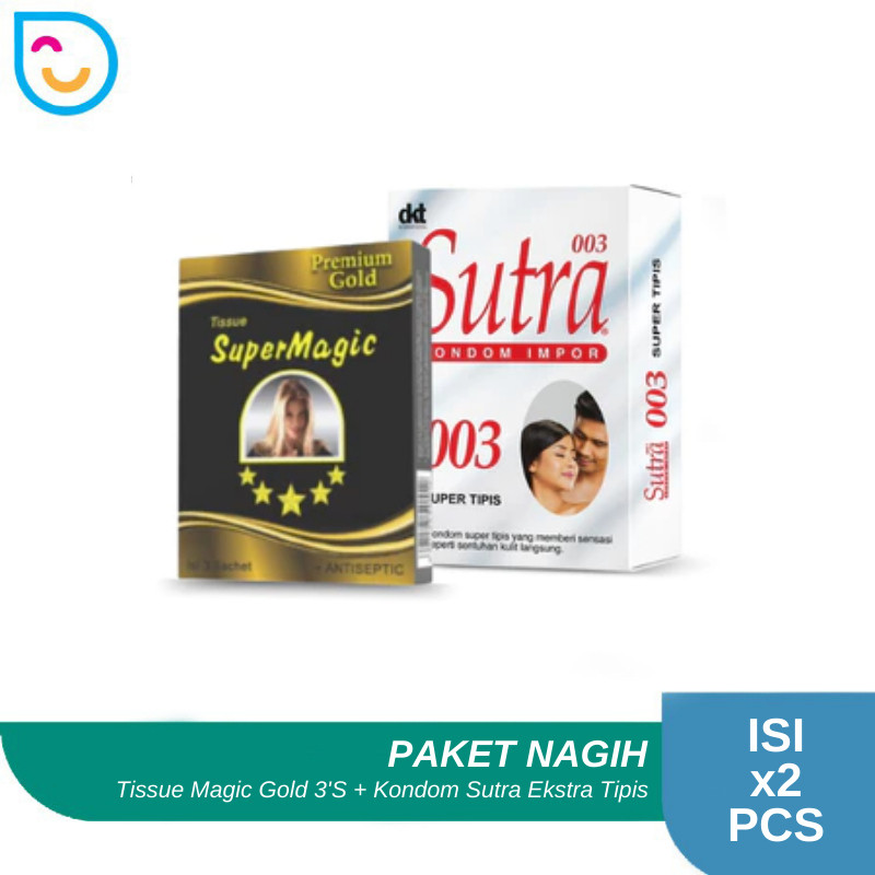 Bundling Tisu Magic Gold Isi 3's + Kondom Sutra 003 Isi 2's Tissue Mejik Dan Condom
