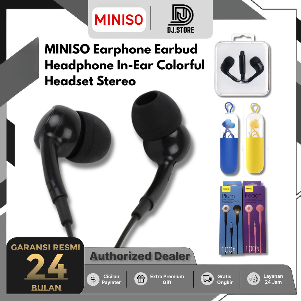 MINISO Earphone Earbud Headphone In-Ear Colorful Musik Headset Stereo - Seri kapsul, Buah , Ecouters