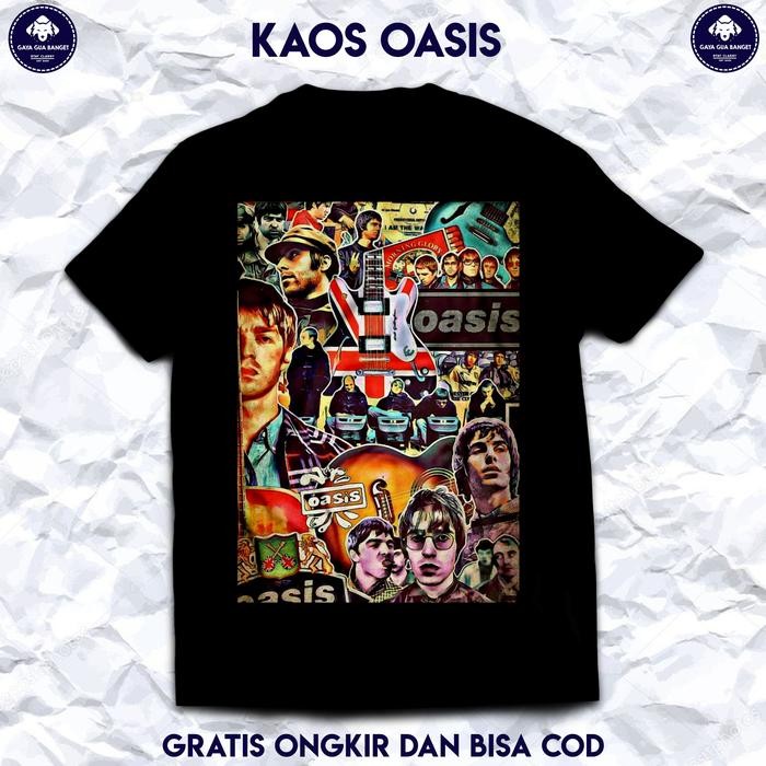 (COD) Kaos Band Rock Oasis Original. Kaos Musik Baju Band Oasis Berkualitas. - S