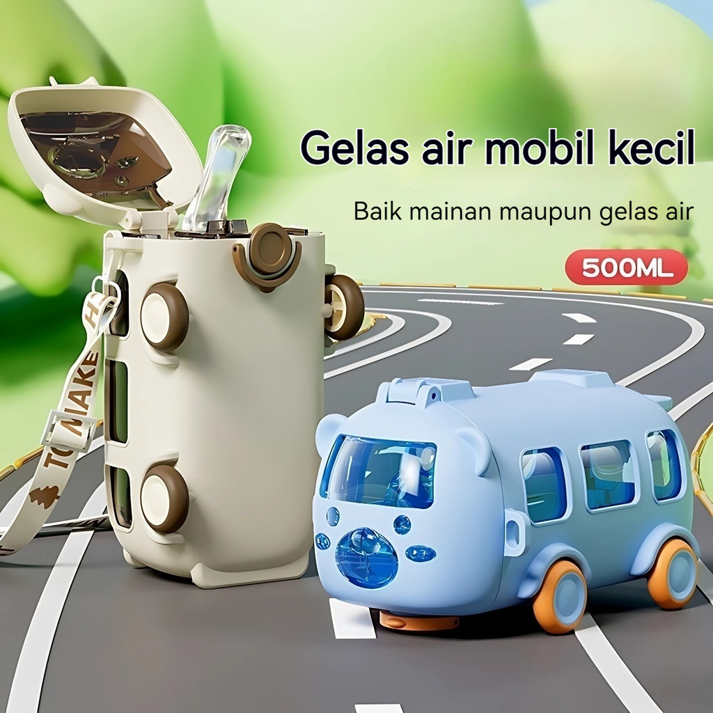 Pumer Botol Air Minum Anak Bentuk Bus 500ml Botol Minum Anak Flip Top Bus Botol Minum Bua Anak Free 