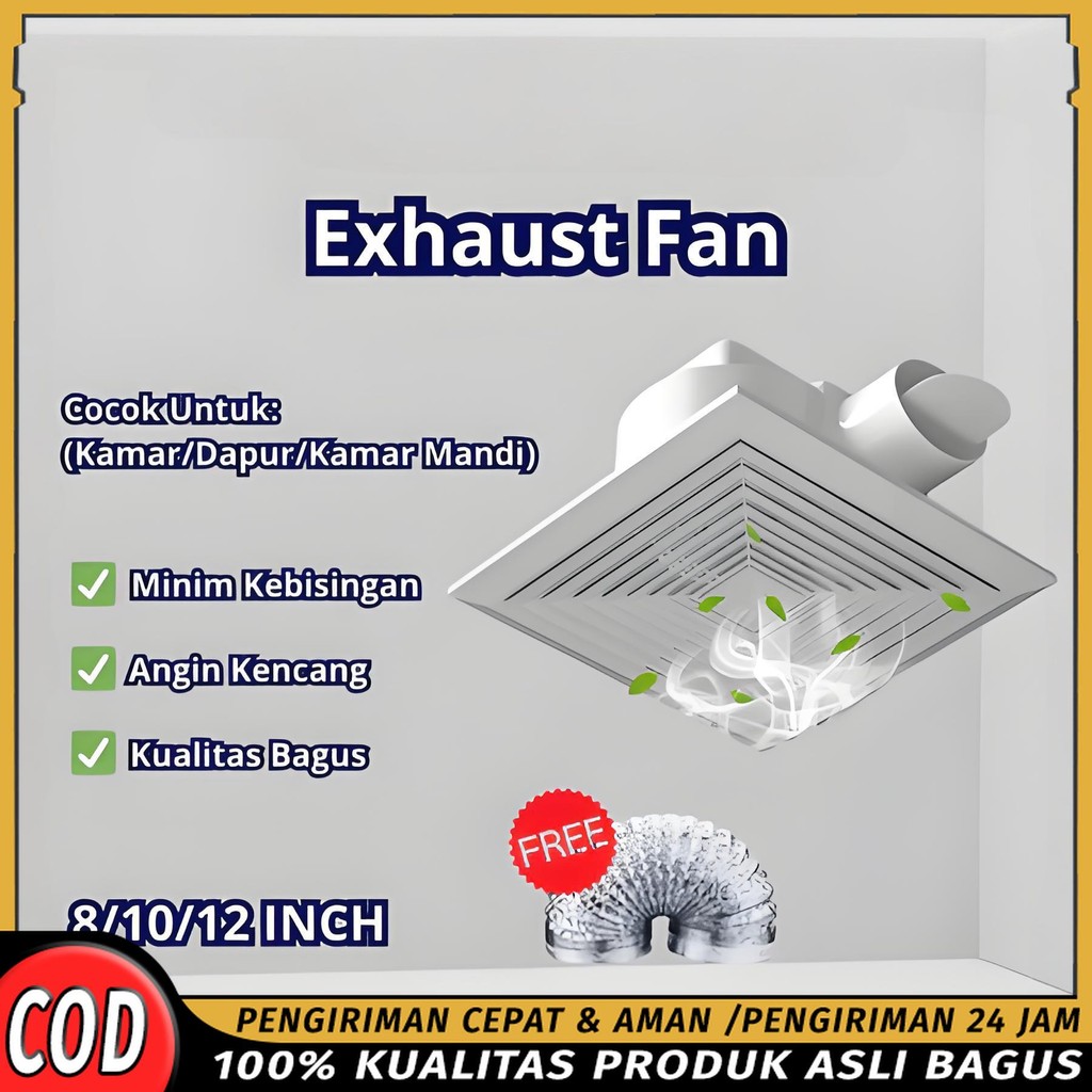 Ducting Exhaust Fan Plafon 10/12 Inch Kipas Angin Blower Atap & Dinding Tanpa Tutup Ventilasi Ruanga