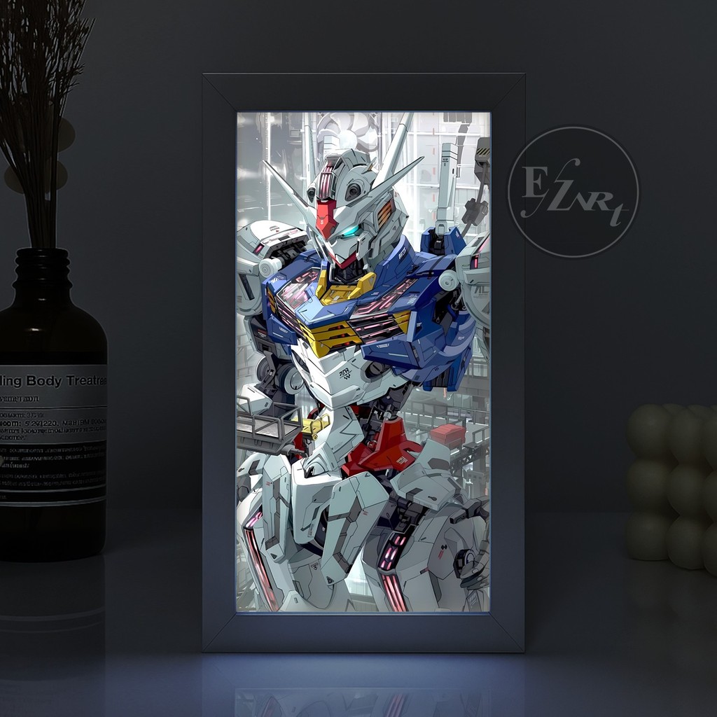Lightbox Mini Light Painting 3D Gundam Art Robot Model Bingkai Lampu LED Pigura Hiasan Pajangan Deko