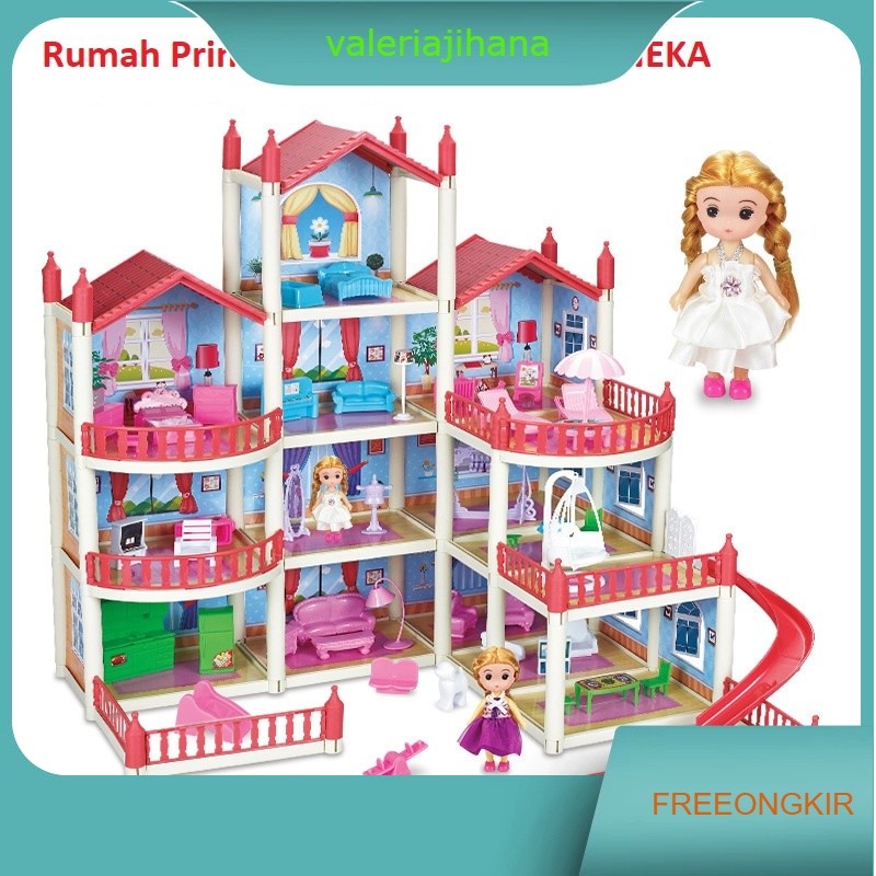 Terbaru 4 Lantai Mainan Rumah Rumahan Villaku Anak Perempuan Lengkap Boneka Barbie dan Perabot Rumah