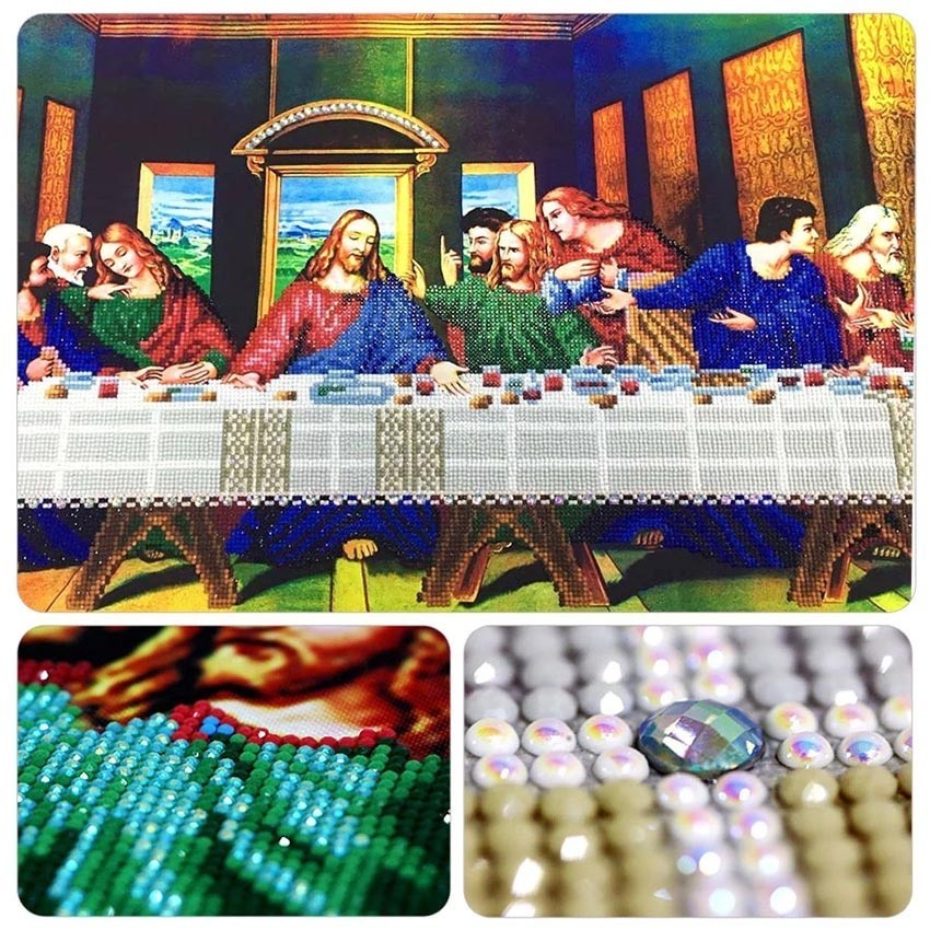 5D DIY Diamond Painting Full Drill 120x50/100x40cm The Last Supper Cross Stitch Embroidery Lukisan