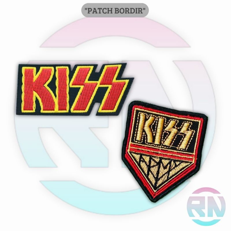 Emblem Patch Jahit Bordir Band KISS Logo Iron Patch Bordir Aksesoris Emblem Band Bordir Terlaris Pat