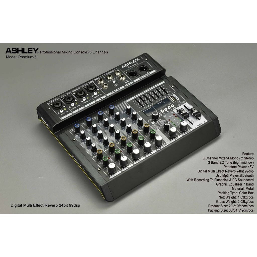 Mixer Ashley Premium 6 Digital Multi Effect Reverb 24bit 99dsp