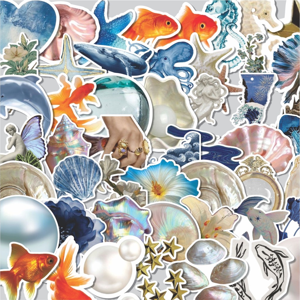 Stiker Cutting Pack Stiker Magic Sea Mix 1 Isi 100Pcs Series Aesthetic Lucu Keren Untuk Koper Bahan 