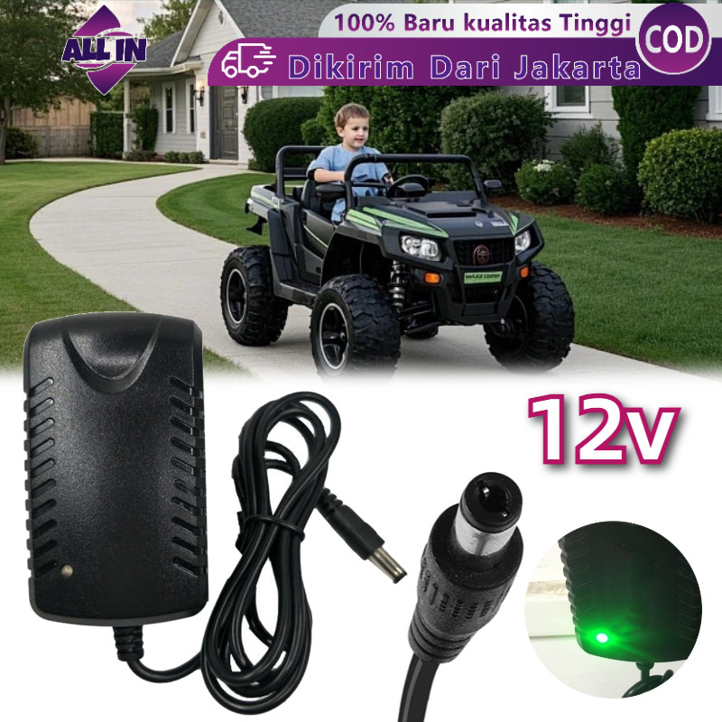 12 Volt Charger Mobil Aki Anak / Adaptor Mobil Mobilan Charger Aki Mainan Anak Cas
