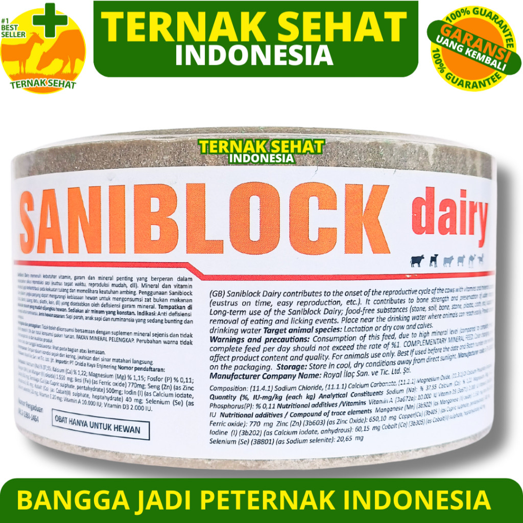 MINERAL BLOK SANIBLOCK DAIRY 3 KG - MINERAL BLOK KAMBING PERAH - MINERAL BLOK SAPI PERAH - MINERAL B