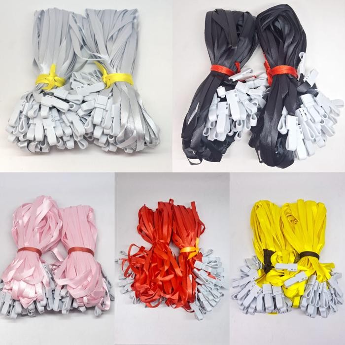 100pcs Tali Id Card Tali IdCard Nametag Name Tag Panitia Ujung Lipat - Abu-abu