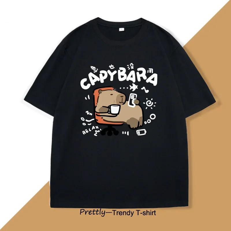 Capybara lucu T-shirt malas hewan lucu Capybara T-shirt lucu T-shirt pria lengan pendek