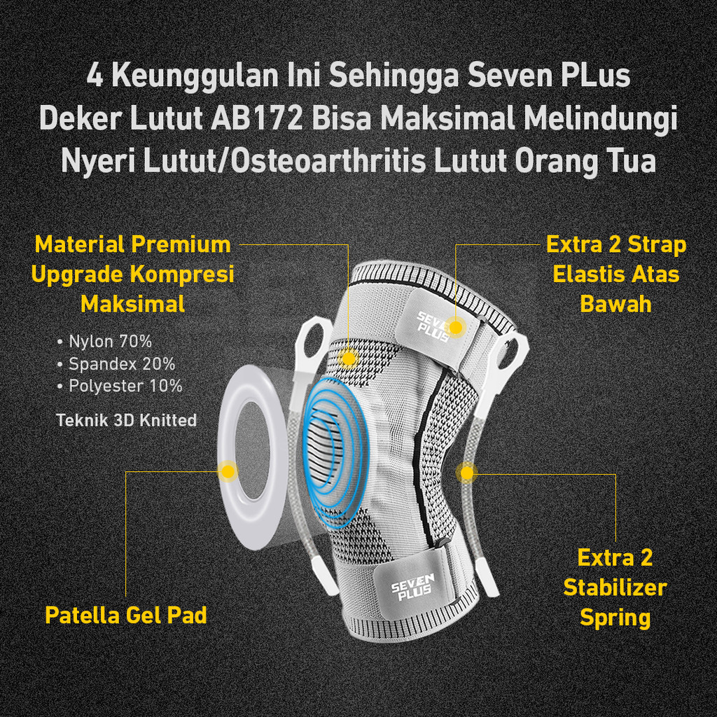 Sevenplus Deker Lutut Khusus Osteoarthritis / Nyeri Lutut Lansia Ab172 / Pelindung Sendi Lutut Knee