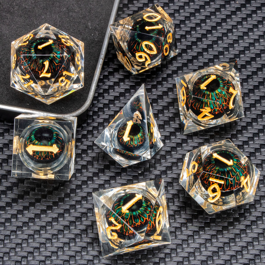 DND Resin Dragon Eye ce, Liquid Core Sharp Edged ce Set Dungeon and Dragon Polyhedral D&D Role Playi