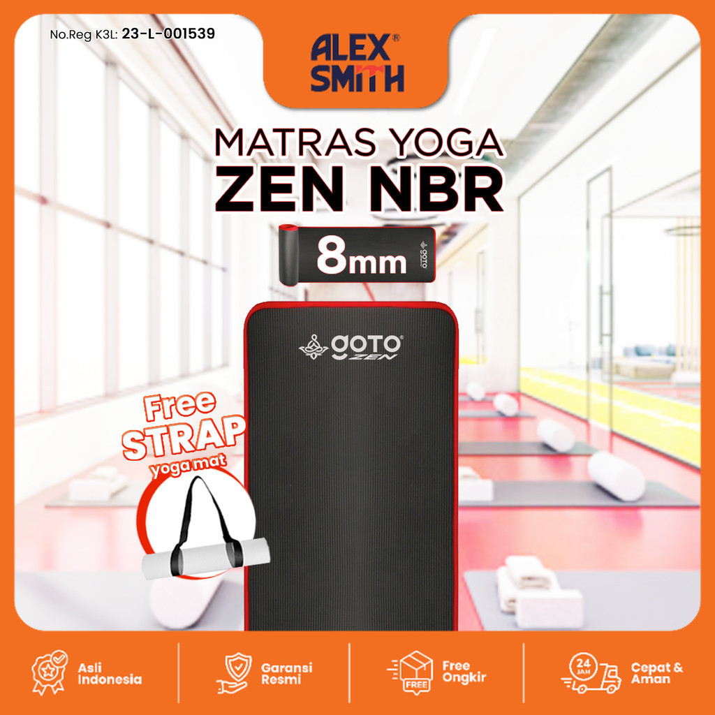 Goto Zen NBR Yoga Mat 8mm Matras Poundfit Olahraga Anti Slip Tebal