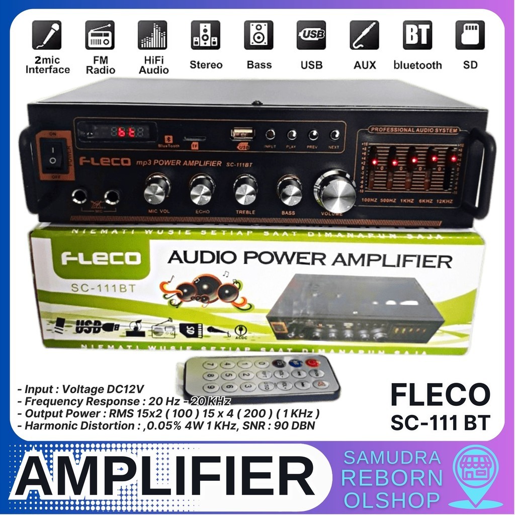 PILIHAN SHOPE MURAH~Audio Power Amplifier Ampli FLECO SC-111BT / A-501BT / A-22BT / AV-339BT Bass + 