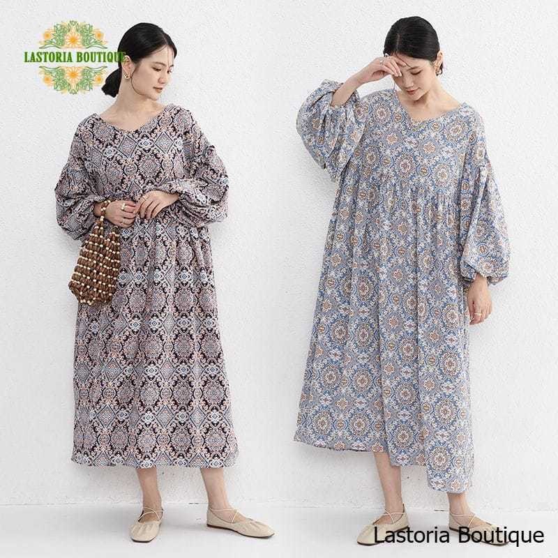LC1594 Batik Midi Dress Oversized Fashion Korea Terbaru Lastoria Boutique