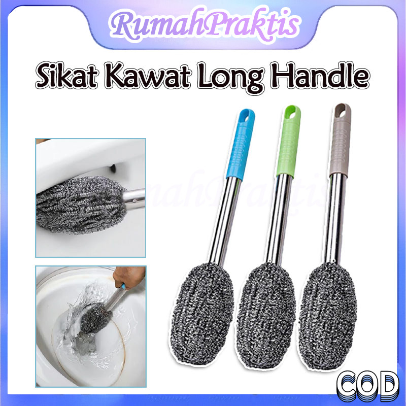 sikat kawat toilet dengan pegangan panjang/sikat kawat gagang panjang sikat kawat baja/spon kawat cu
