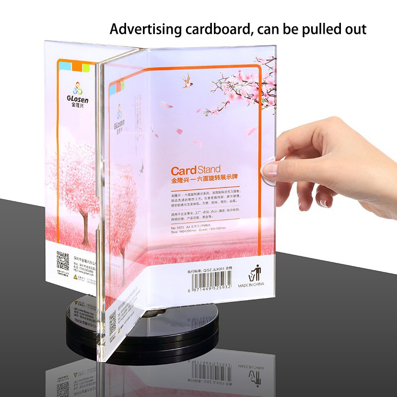 Akrilik Display Putar Stand Brosur Meja Putar 6 Sisi Akrilik Menu Stand Premium High Grade